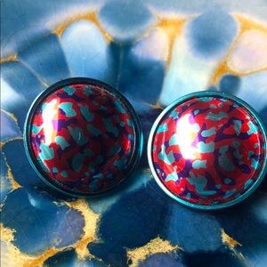 Avon Vibrant Red and Blue Earrings